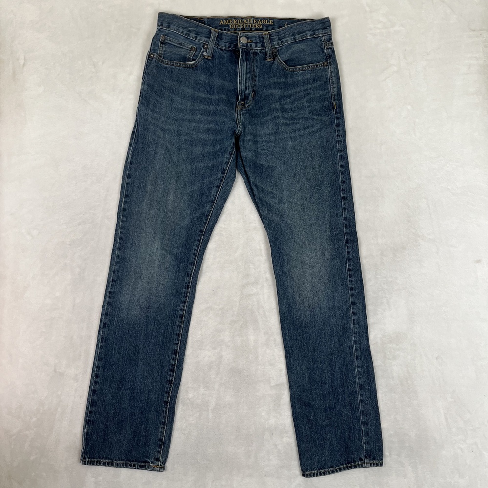 American Eagle Slim Straight Jeans Mens 32x34 Blue Medium Wash Denim Pants